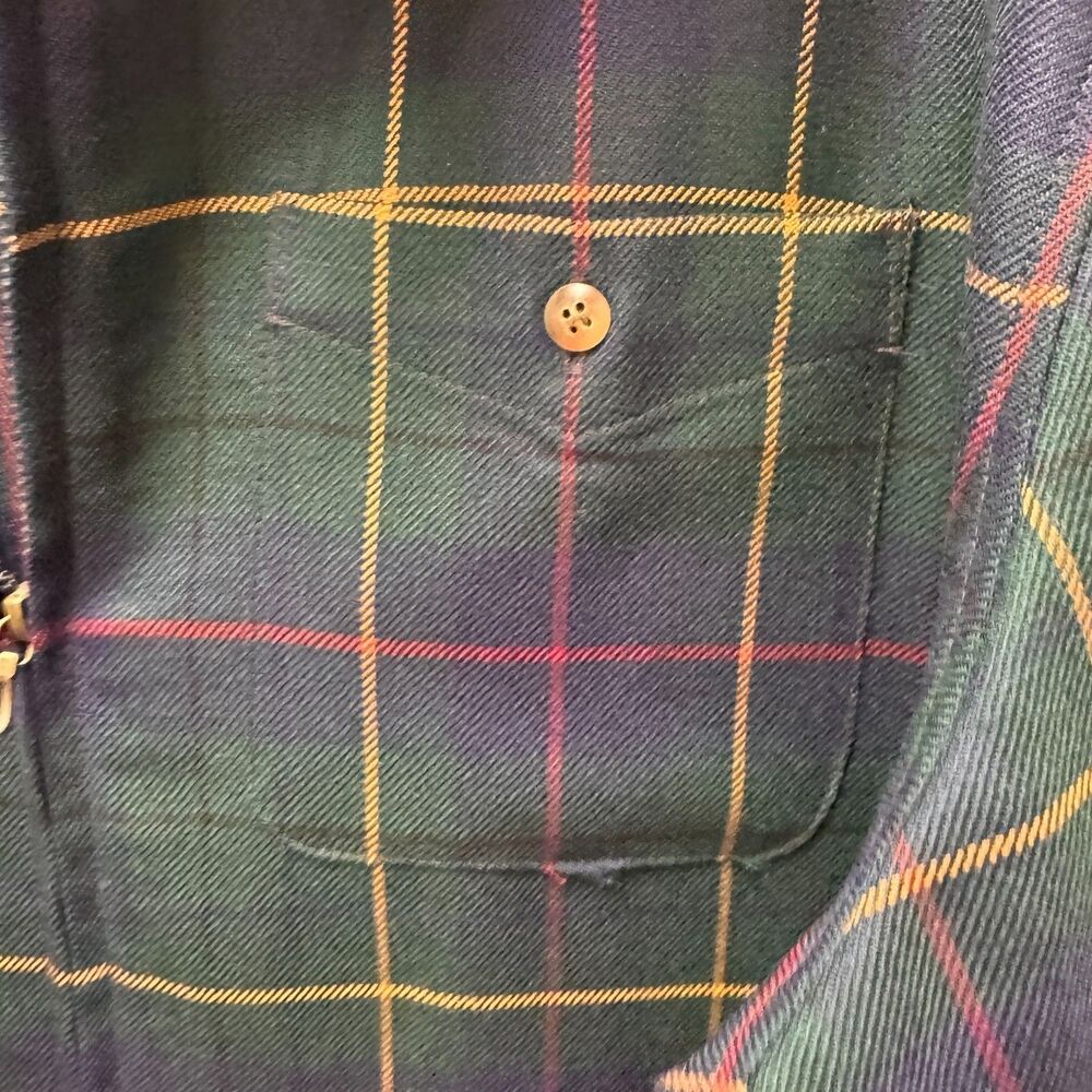 Pendleton Celebration Tartan Plaid Green Virgin Wool Zip Up Shirt Jacket Size XL - Picture 6 of 8